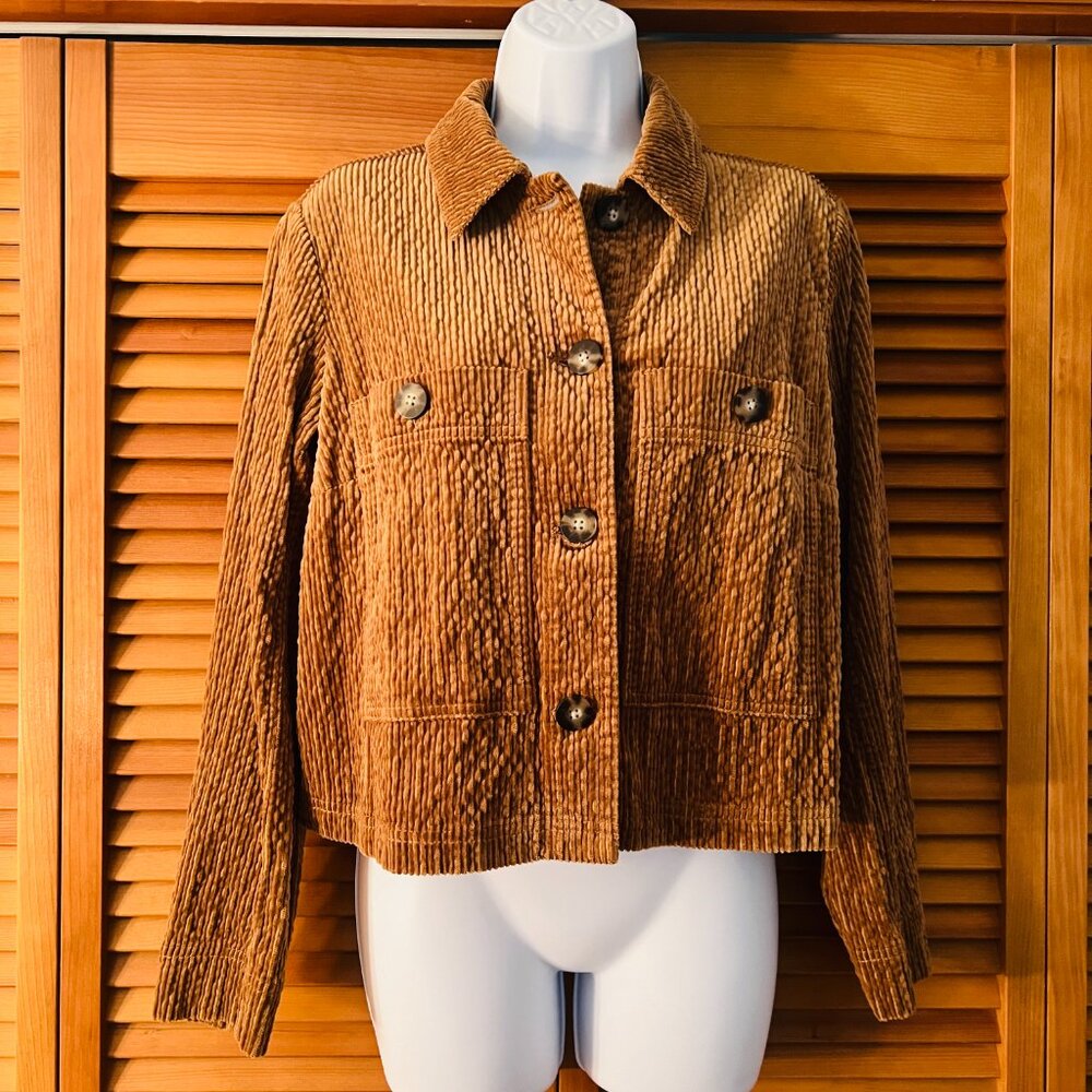 J. Jill Textured Corduroy Vicuna Cropped Jacket Brown Size S Petite (Like New!)